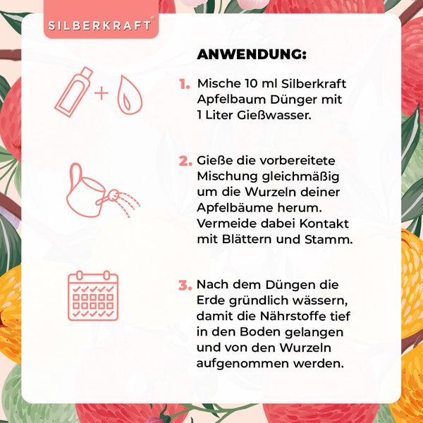 SILBERKRAFT Apfelbaum Dünger – Für starke Apfelbäume – NPK Flüssigdünger – 1 Liter
