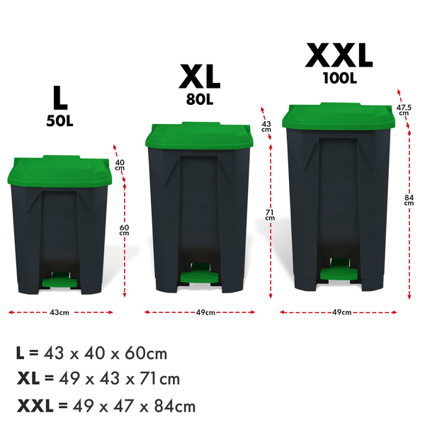 FLOORDIREKT Mülleimer Olaf Step-On Abfalleimer Tretmülleimer Universal Grün 50 Liter