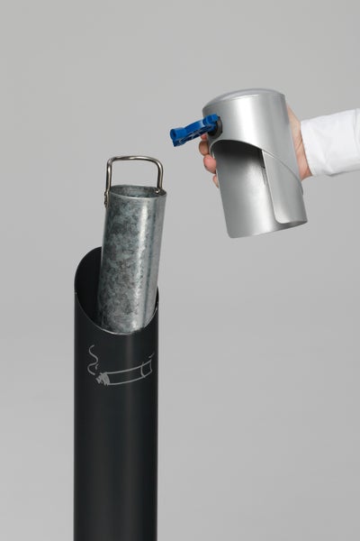PROREGAL Runder Ascher Standsäule Mit Abnehmbarem Kopfteil 9,4 Liter HxBxT 100,5 x 36,5 x 36,5 cm Verzinkter Stahl Anthrazit