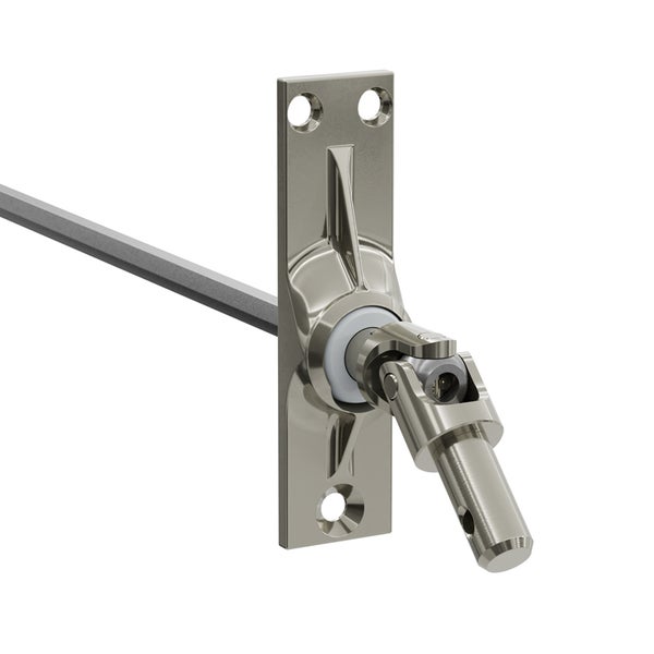 Geiger Gelenklager 45°- G012 | Grundplatte 22 x 85 mm | Kurbelzapfen 9,9 mm | 6 mm Sechskant - Länge 300 mm