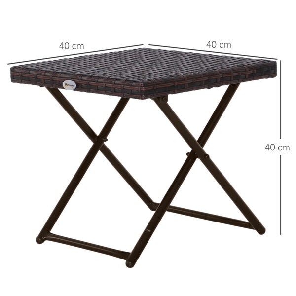 Outsunny Beistelltisch, 40L x 40B x 40H cm, Stahl, PE-Rattan, braun