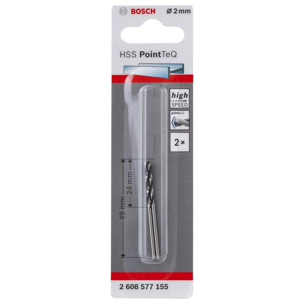 Bosch Logo 2 Millimeter HSS PointTeQ Bohrer im Paket