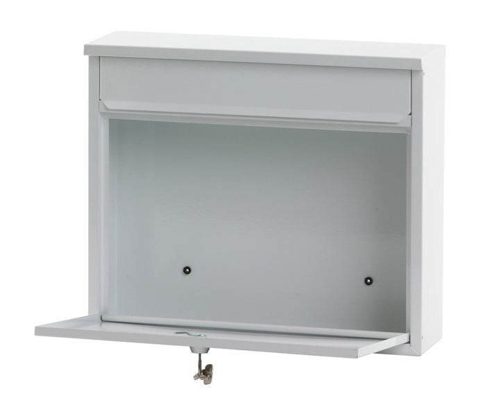 PROREGAL Wandbriefkasten Granadan Aus Stahl Mit Einwurfsklappe HxBxT 31,5 x 36 x 11 cm Einwurföffnung 32 x 4 cm Weiß