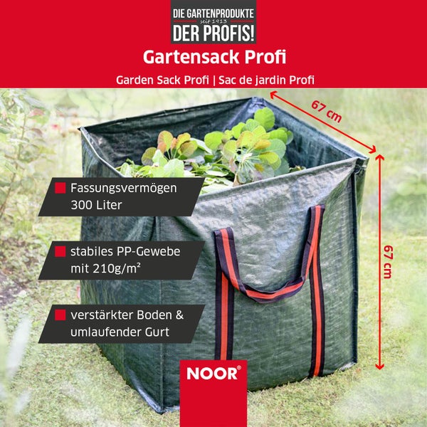 Gartenabfallsack PROFI - 210g/m² - 300 Liter - reißfester Laubsack mit verstärktem Boden & umlaufendem Gurt