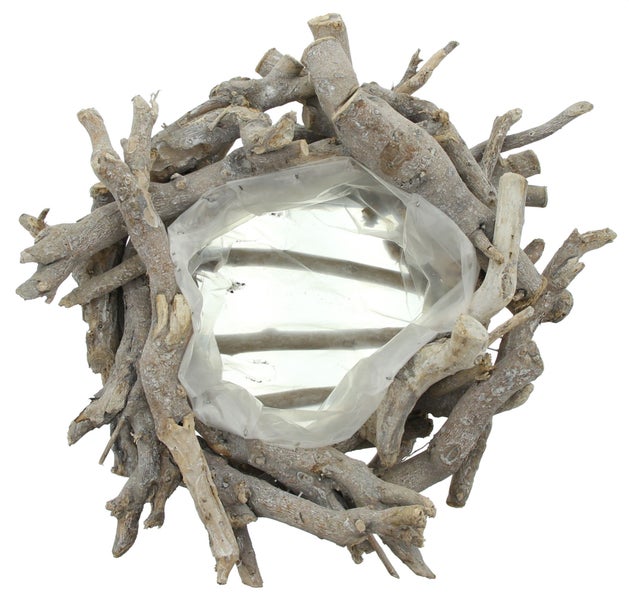 FRANK FLECHTWAREN | Pflanzer Rustikal, HOLZ, ca. Ø 40 x 14 cm, Innen-Ø 20 cm