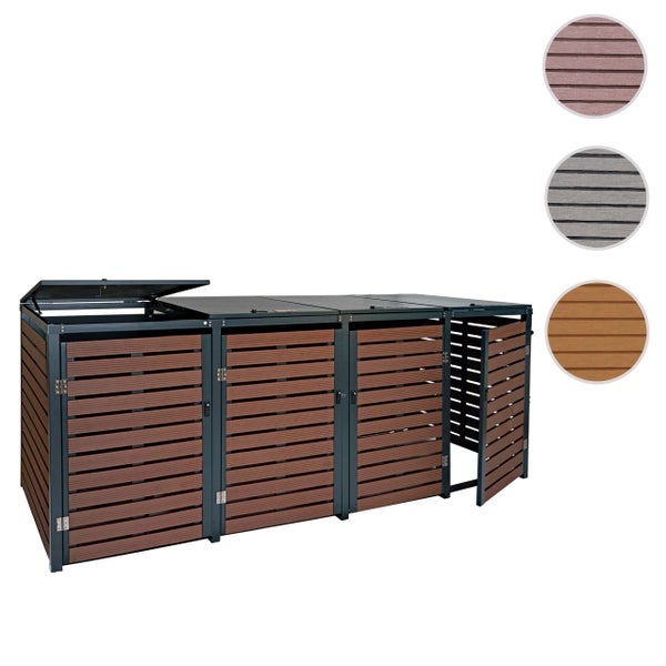 Mülltonnenbox für drei Mülltonnen mit abschließbaren Türen