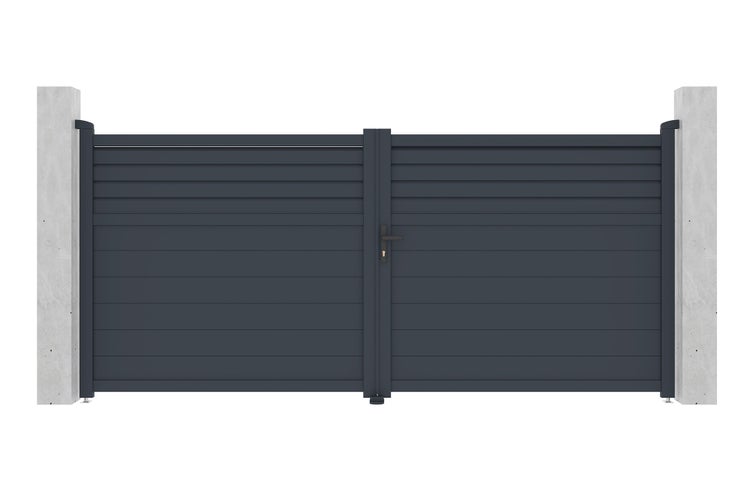 CARPATIA 350B160 graues elektrisches Flügeltor + TANKER B250-Motorisierung
