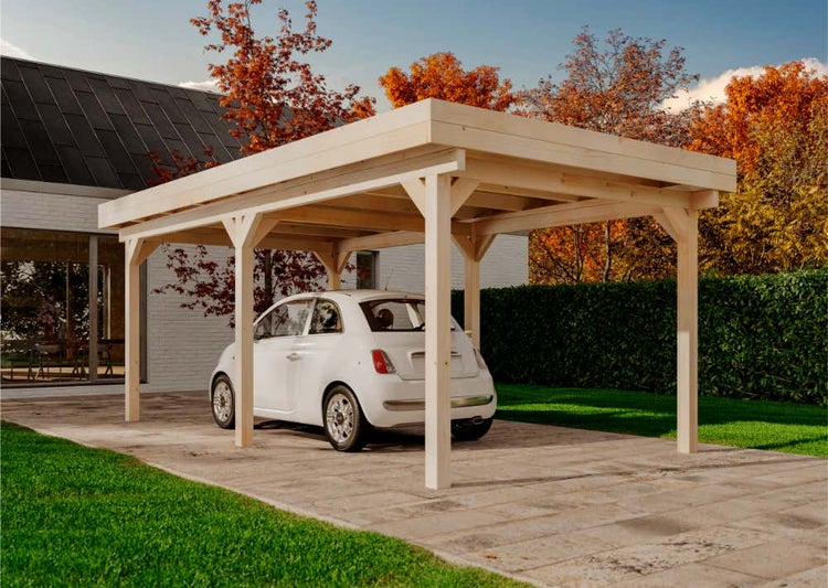 Alpholz Einzelcarport Olaf Carport aus Holz, Unterstand Überdachung mit Montagematerial, Naturbelassen