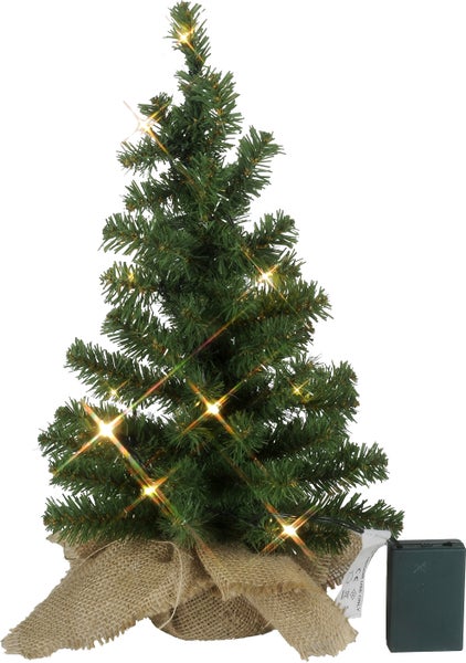 Künstlicher Weihnachtsbaum mit Beleuchtung und Jutebasis