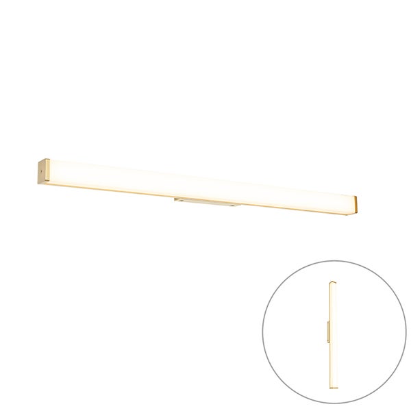 Längliche LED-Wandleuchte mit Licht und Seitenansicht in einem Kreis