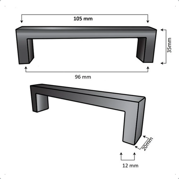 Möbelgriff Stangengriff Atlanta Lochabstand 96 mm Schwarz