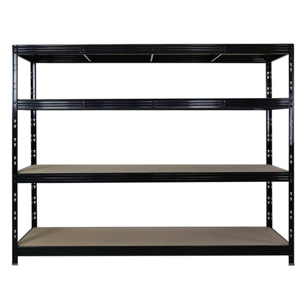 PROREGAL Profi Schwerlastregal Rhino, HxBxT 180x240x60cm, 4 Spanplatten-Ebenen 8mm, Fachlast 450kg, Schwarz
