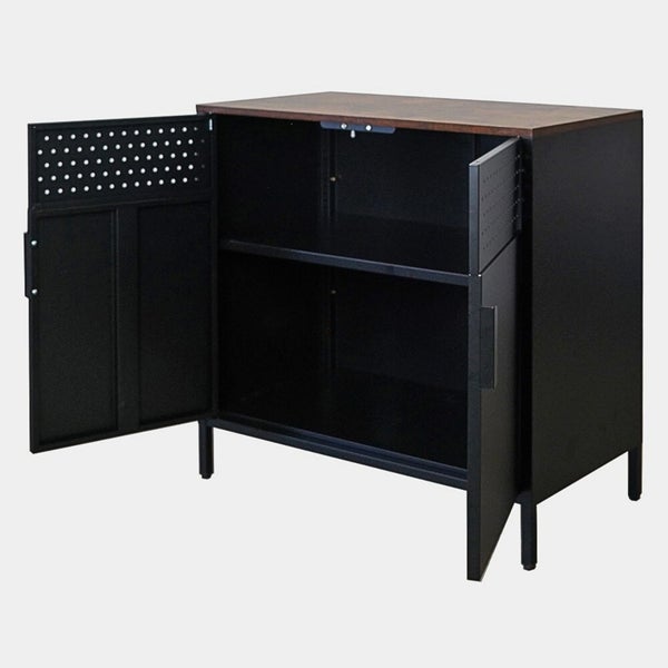 Schrank mit zwei Türen, einem Einlegeboden und einem Holzaufsatzplatte