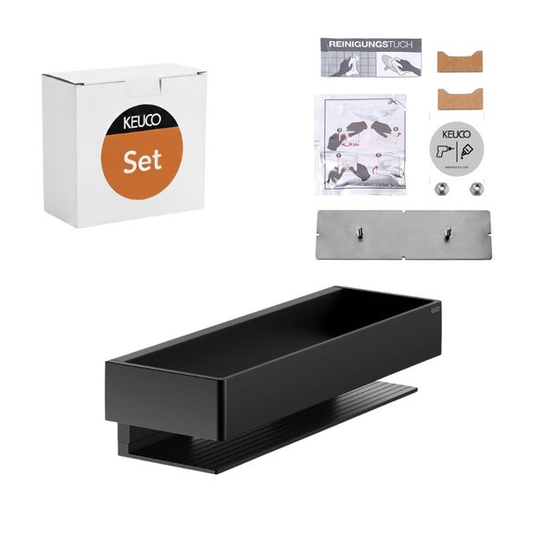 Keuco Duschablage Set zur Wandmontage inklusive Befestigungsmaterial und Anleitung.
