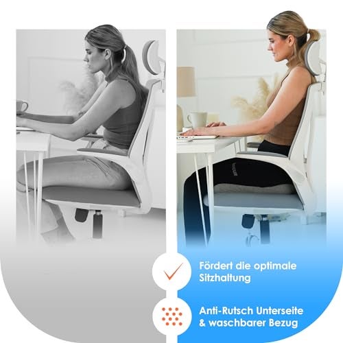 DYNMC you Ergonomisches Sitzkissen Bürostuhl - Mittelhart H3 - Test SEHR GUT - [MIT PHYSIOTHERAPEUTEN ENTWICKELT] - Entlastet Rücken & Erhöht Sitzkomfort