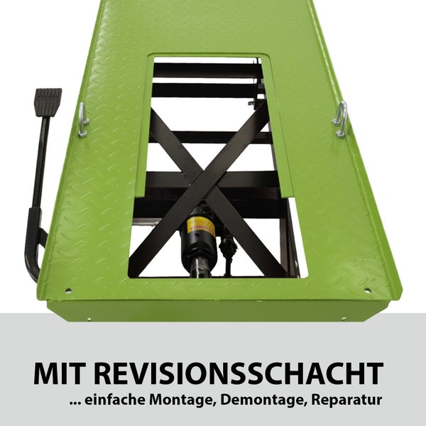 Motorradhebebühne mit Revisionsschacht zur einfachen Montage, Demontage und Reparatur