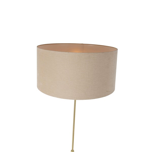 Stehlampe mit Stoffschirm und Metallgestell