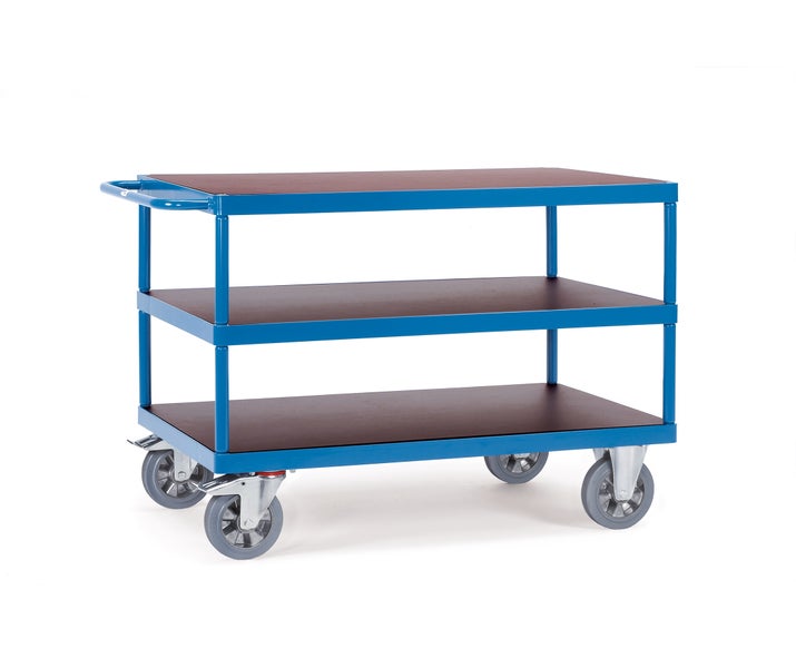 Werkstattwagen mit drei Ablageflächen für den Transport von Werkzeugen und Materialien