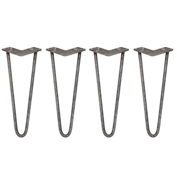 4 x 35.5cm Hairpin Tischbeine 2 Streben - 12mm - Rohstahl