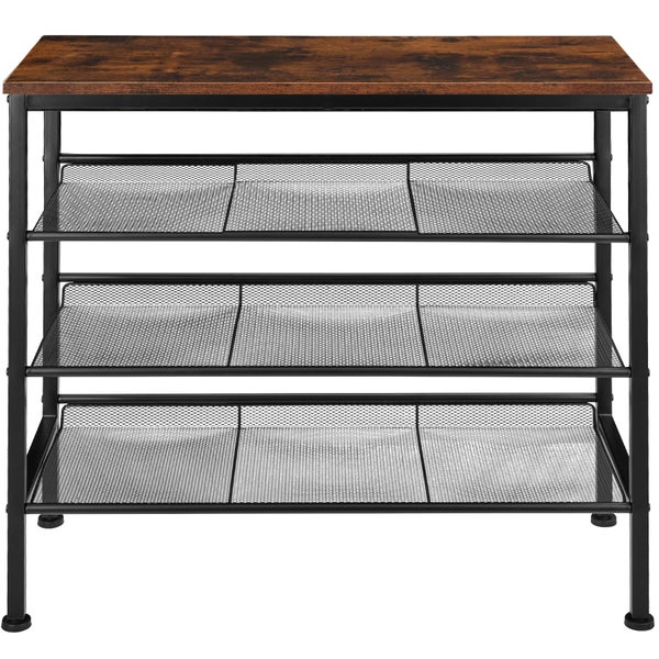 Schuhregal tectake Wolverhampton 75,5 x 30,5 x 69,5 cm Industrial Style Industrial Holz dunkel, rustikal