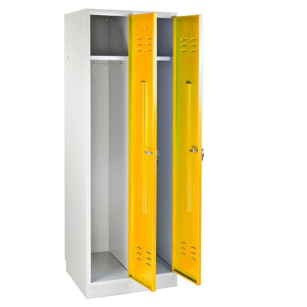 PROREGAL Garderobenschrank Ermine mit 2 Türen HxBxT 178 x 60 x 50 cm Lichtgrau Gelb