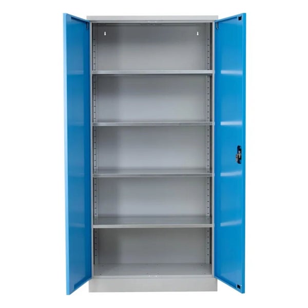 PROREGAL Stahlschrank Bee 6 Fachböden HxBxT 195 x 92 x 50 cm Pulverbeschichtetes & Verstärktes Fachbodenmaterial Grau & Lichtbau