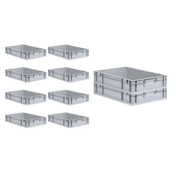 PROREGAL SuperSparSet 10x Eurobox NextGen Grip mit Scharnierdeckel und Gelben Schiebeschnappverschlüssen HxBxT 12 x 40 x 60 cm 23 Liter