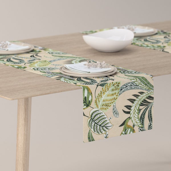 TISCHLÄUFER Tropical Island, grün und beige, 40x130 cm