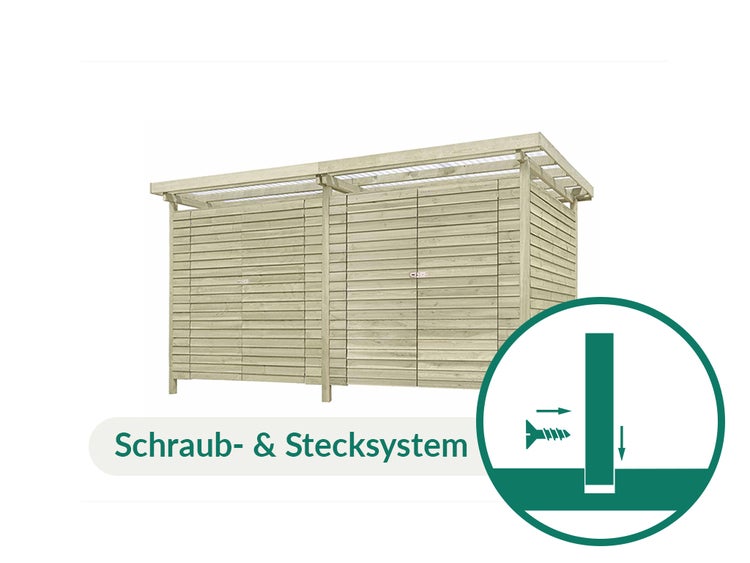 Gartenhaus aus Holz mit Schraub- und Stecksystem