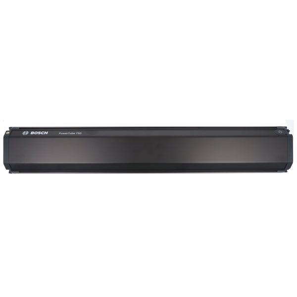 Bosch Elektrofahrrad Akku PowerTube 750, schwarz, längliche Bauform.