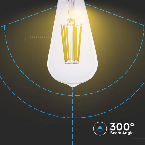 V-TAC VT-2364 - LED-Lampen - ST64 E27 - IP20 - Klar - 4 Watt - 840 Lumen - 3000K - 2 Jahre
