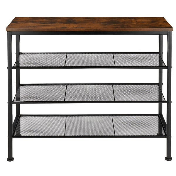 Schuhregal tectake Newport 80,5 x 30,5 x 72,5 cm Industrial Style Industrial Holz dunkel, rustikal