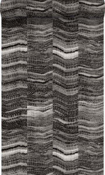 Origin Wallcoverings Tapete Zick-Zack-Mamorstreifen Schwarz - 53 cm x 10.05 m - 337250