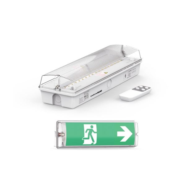 ENOVALITE LED Fluchtwegleuchte Notleuchte 3h Notsromakku TEST Funktion IP65 Notbeleuchtung Wandmontage Fernbedienung