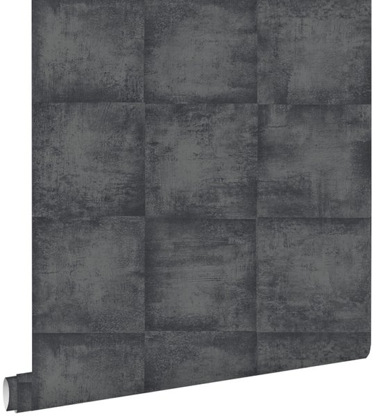 ESTAhome Tapete Beton-Optik Schwarz - 53 cm x 10.05 m - 138204