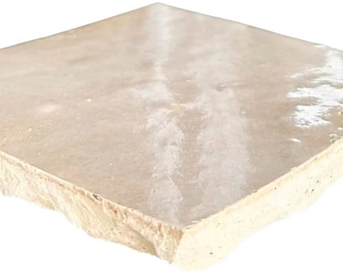 Handgefertigte Wandfliese Zellige Alhambra 08 Cafe au Lait 10x10cm glänzend