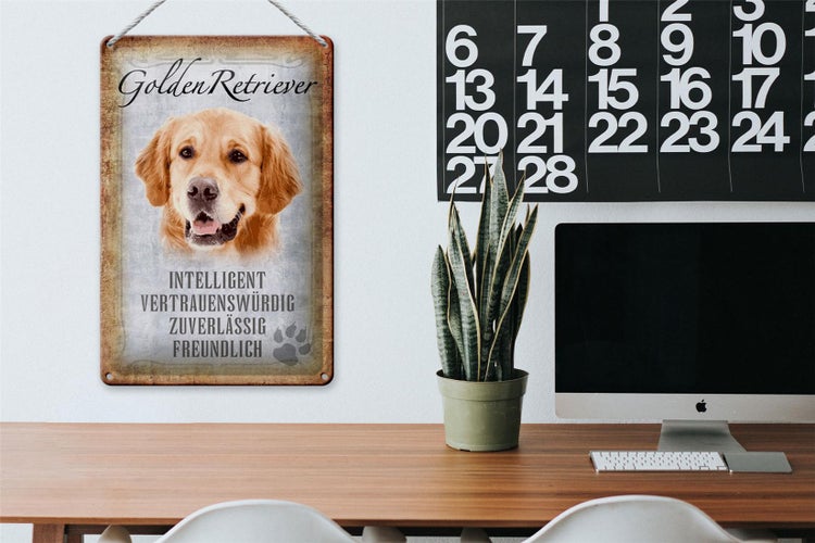 Blechschild Spruch 20x30cm Golden Retriever Hund Schild