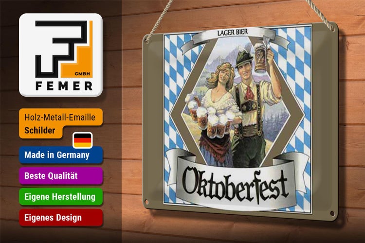Blechschild Spruch 30x20cm Oktoberfest Lager Bier Bayern