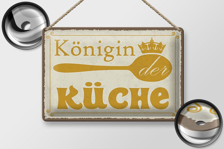 Blechschild Spruch 30x20cm Königin der Küche Krone
