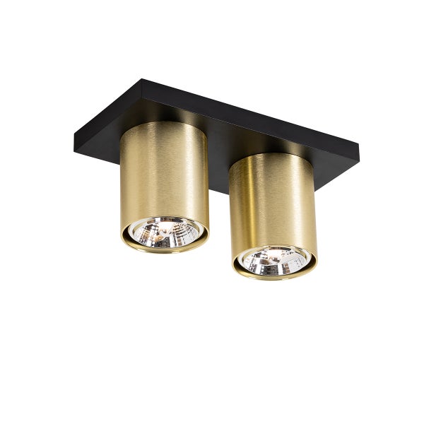 Moderner Deckenstrahler schwarz mit Gold 2-flammig – Tubo