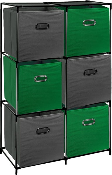 ADOB 3er Set Faltbox, Aufbewahrungsbox, Aufbewahrungskiste in Würfelform mit Griff, Farbe Grün