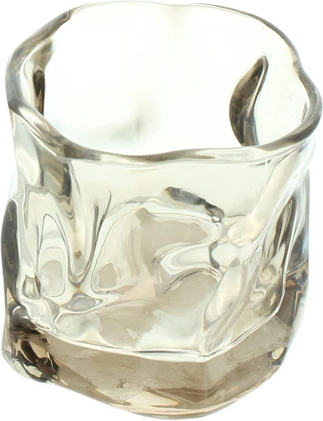 Dekoleidenschaft 3x Teelichthalter Crush aus Glas, in orange, braun und grau, Windlicht, Teelichtgläser, Glaswindlicht