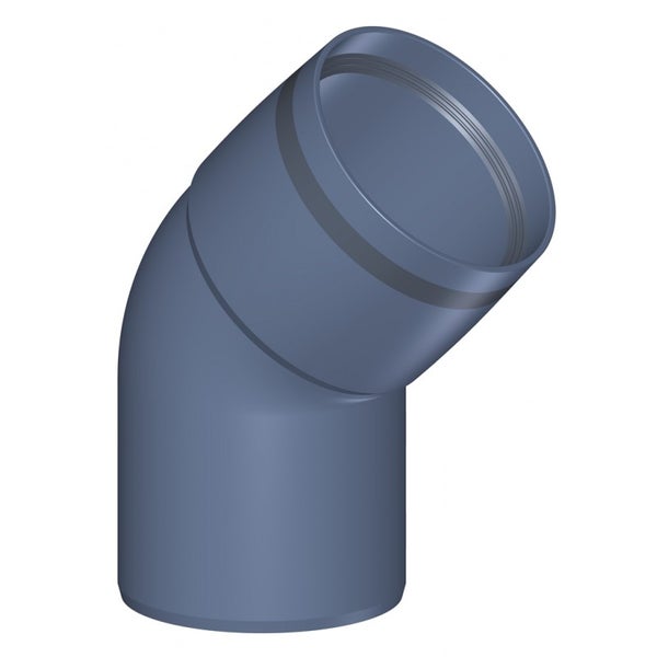 Bogen 45 Grad für Abwasserrohre aus grauem Kunststoff mit Steckmuffe und Dichtring.