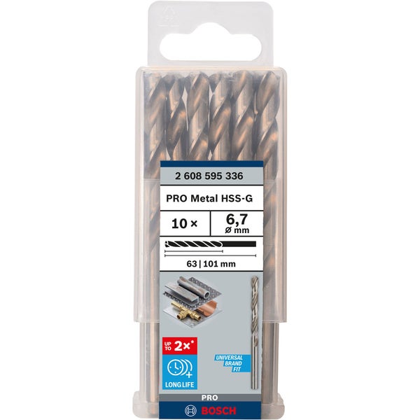 Metallbohrer Set, 10 Stück, 6,7 mm, Pro Metal HSS-G