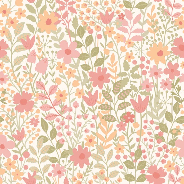 Blumenmuster mit verschiedenen Blüten und Blättern