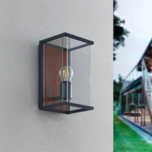 Lucande Wandleuchte außen Elwin (spritzwassergeschützt (Modern) in Schwarz aus Aluminium (1 flammig, E27) - Außenwandleuchten Wandlampe Led Außenlampe Outdoor für Außenwand/Hauswand
