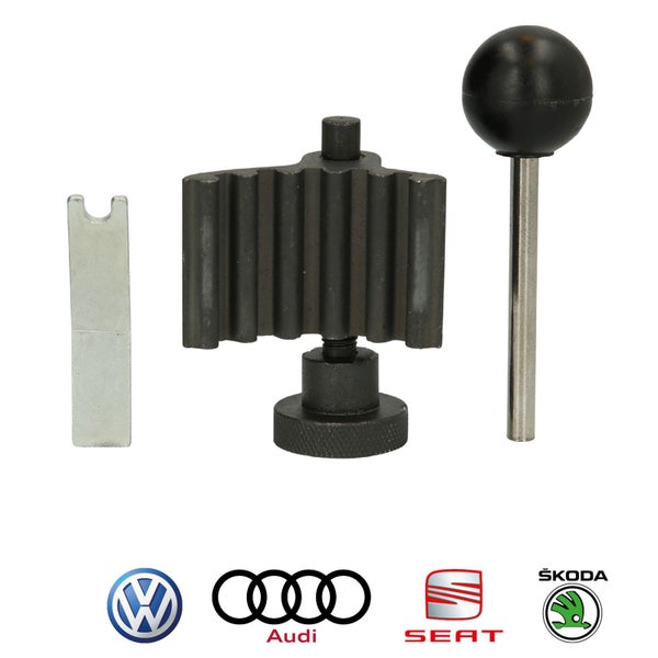 Werkzeugsatz für Zahnriemenarretierung mit Volkswagen Logo, Audi Logo, Seat Logo und Škoda Logo