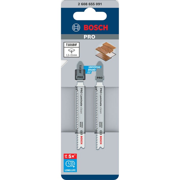 Bosch Logo Profi Stichsägeblätter für Laminat, T101BIF, bis zu 15 mm
