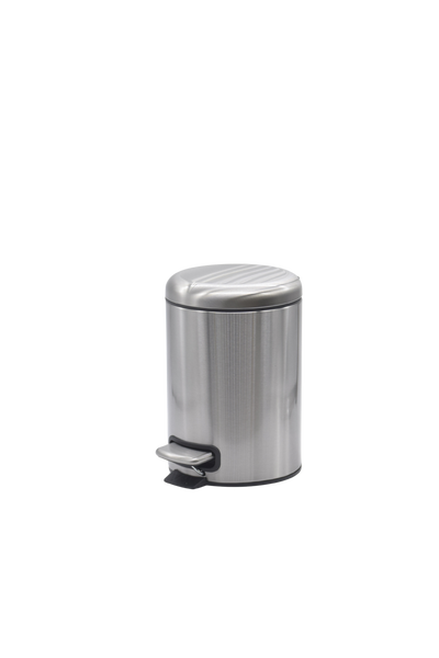 Tretabfalleimer aus Edelstahl, rund, mit Deckel und Fußpedal