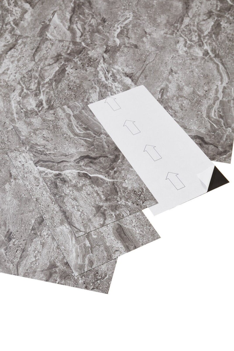Designboden selbstklebende Designfliesen 30,48 cm x 60,96 cm in Marmoroptik Grau